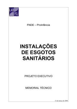 INSTALA&Ccedil;&Otilde;ES DE ESGOTOS SANIT&Aacute;RIOS