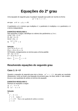 Equa&ccedil;&otilde;es do 2o grau