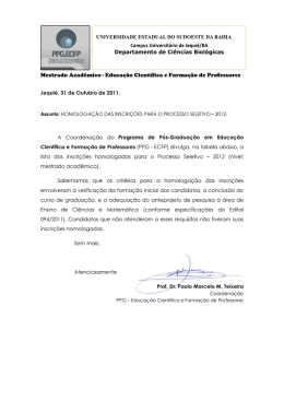 Homologa&ccedil;&atilde;o das inscri&ccedil;&otilde;es para o processo seletivos