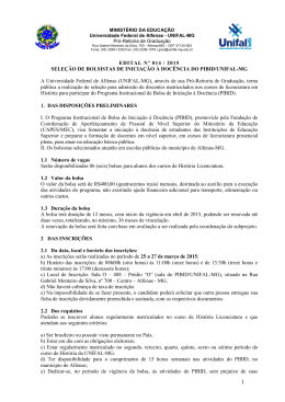 EDITAL Nº 014 / 2015 SELEÇÃO DE BOLSISTAS DE - Unifal-MG