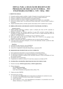 EDITAL PARA A SELEÇÃO DE BOLSISTAS DO