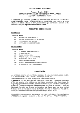 06. Convoca&ccedil;&atilde;o - Prova de Agente Comunit&aacute;rio de Sa&uacute;de