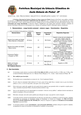 Processo Seletivo &ndash; Area da Saude
