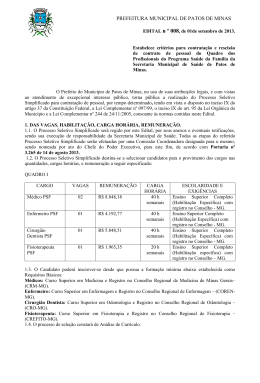 Edital Medico PSF - Prefeitura Municipal de Patos de Minas