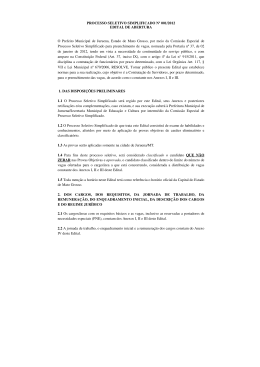 PROCESSO SELETIVO SIMPLIFICADO N&ordm; 001/2012 EDITAL DE