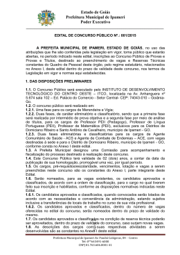 Estado de Goi&aacute;s Prefeitura Municipal de Ipameri Poder Executivo
