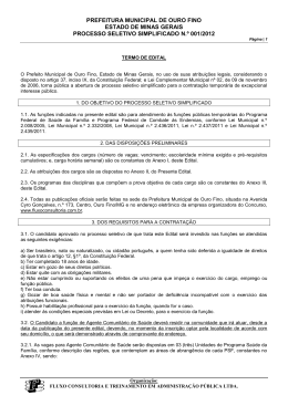 Edital do PSS 001/2012 da Prefeitura Municipal