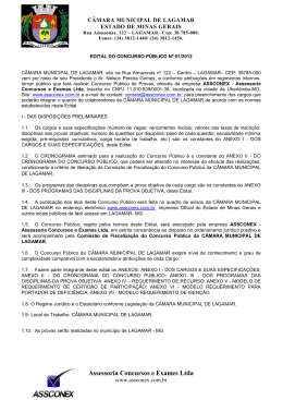 Edital do Concurso Publico da Câmara de Lagamar.