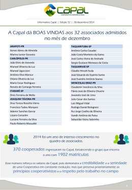 A Capal dá BOAS VINDAS aos 32 associados admitidos no mês de