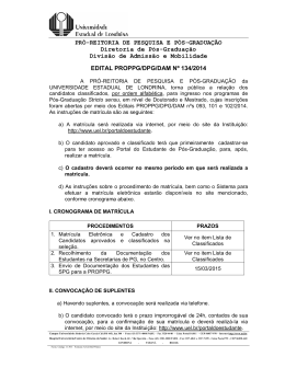 PRÓ-REITORIA DE PESQUISA E PÓS-GRADUAÇÃO Diretoria