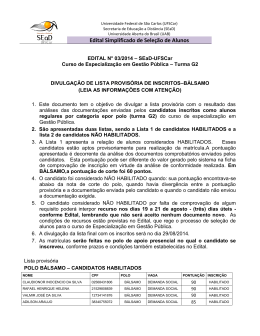 EDITAL N&deg; 03/2014 &ndash; SEaD-UFSCar - Universidade Federal de S&atilde;o