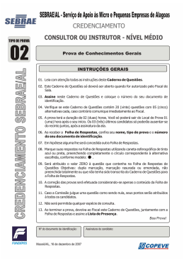 Prova - N&iacute;vel M&eacute;dio - Tipo 2