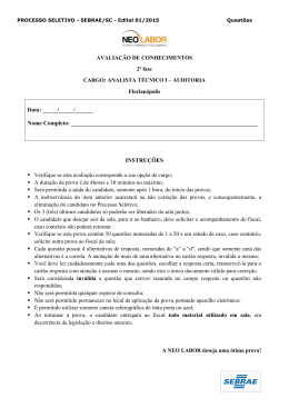 Prova Analista T&eacute;c. I Auditoria &ndash; FNS 06.04.2015