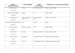 NOME E N&Uacute;MERO DE PRESO PA&Iacute;S DE ORIGEM IDADE DATA DE