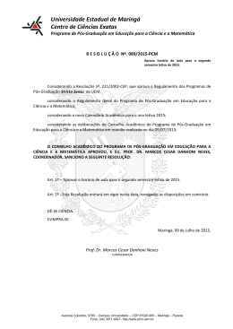 Res. 089 Aprova horário do 2º semestre de 2015 - PCM-UEM
