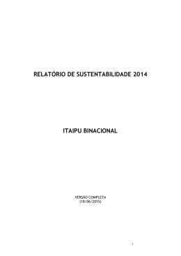 RELAT&Oacute;RIO DE SUSTENTABILIDADE 2014 ITAIPU BINACIONAL