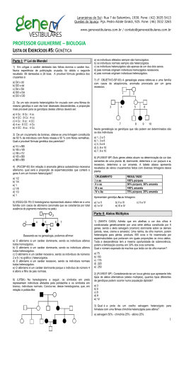 Lista de exerc&iacute;cios (Gen&eacute;tica)