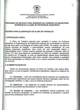 PROCESSO DE SELEÇÃO PARA INGRESSO NA CARREIRA DO