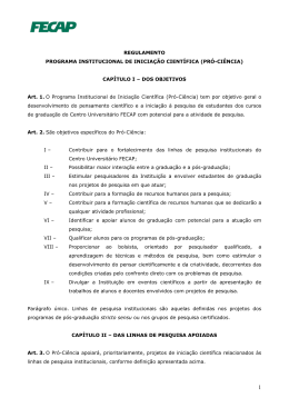 Regulamento para Iniciação Científica