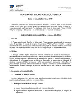 Edital de Inicia&ccedil;&atilde;o Cient&iacute;fica 2014-2015