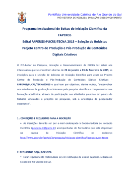 Programa Institucional de Bolsas de Inicia&ccedil;&atilde;o Cient&iacute;fica