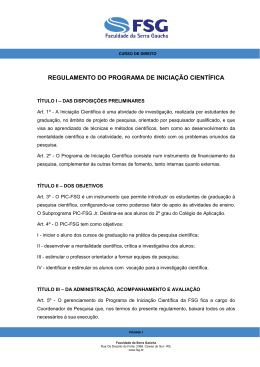 regulamento do programa de iniciação científica