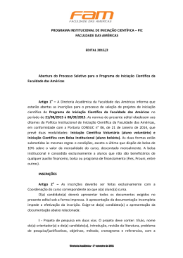 Programa de Inicia&ccedil;&atilde;o Cient&iacute;fica &ndash; PIC