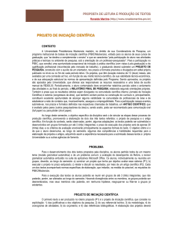 PROJETO DE INICIA&Ccedil;&Atilde;O CIENT&Iacute;FICA PROJETO DE INICIA&Ccedil;&Atilde;O