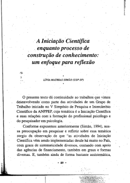 A iniciação científica enquanto processo de construção de