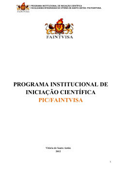 PROGRAMA INSTITUCIONAL DE INICIA&Ccedil;&Atilde;O CIENT&Iacute;FICA PIC