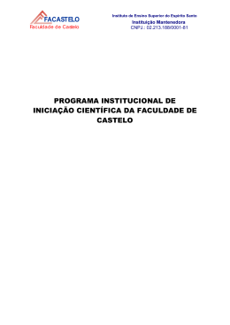 Programa de Inicia&ccedil;&atilde;o Cient&iacute;fica. - Faculdade Multivix | Castelo / ES