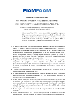 programa institucional de bolsas de inicia&ccedil;&atilde;o cient&iacute;fica - Fiam-Faam
