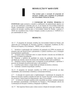 Resolu&ccedil;&atilde;o n&ordm; 46/03-CEPE - Universidade Federal do Paran&aacute;
