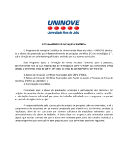 REGULAMENTO DE INICIAÇÃO CIENTÍFICA O Programa