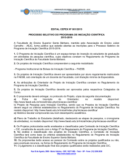 EDITAL CEPEX N&ordm; 001/2015 PROCESSO SELETIVO DO