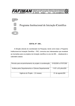 Programa Institucional de Inicia&ccedil;&atilde;o Cient&iacute;fica (PIIC)