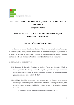 Programa Institucional de Bolsas de Inicia&ccedil;&atilde;o Cient&iacute;fica (PIBIC) e