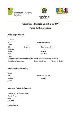 Programa de Inicia&ccedil;&atilde;o Cient&iacute;fica do IFPR Termo de Compromisso
