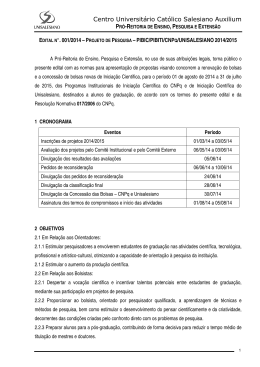 Edital n 001-2014- Iniciacao Cientifica -PIBIC-CNPq