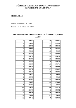 números sorteados 23 de maio “passeio