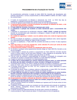 PROCEDIMENTOS DE UTILIZA&Ccedil;&Atilde;O DO TEATRO