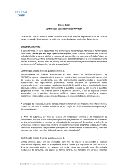 Endesa Brasil Contribuição Consulta Pública 007/2014 OBJETO da