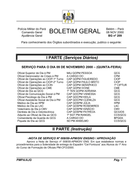 I PARTE (Serviços Diários) - Proxy da Polícia Militar do Pará!