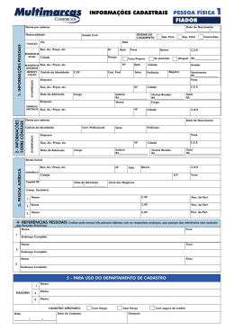 informa&ccedil;&otilde;es cadastrais pessoa f&iacute;sica fiador