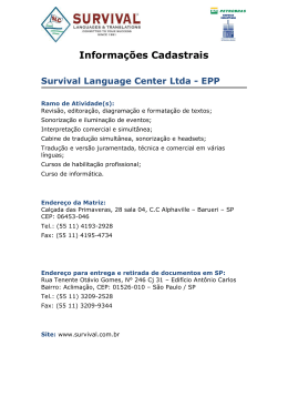 Informa&ccedil;&otilde;es Cadastrais Survival Language Center Ltda