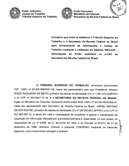 Convênio que celebram entre si o TST e Secretaria da Receita