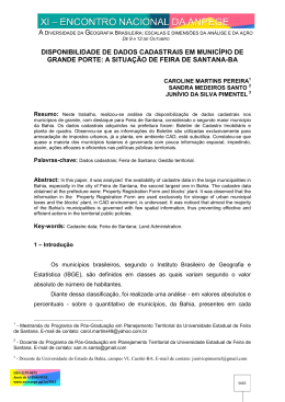 disponibilidade de dados cadastrais em munic&iacute;pio de grande porte