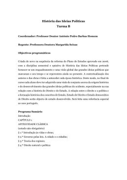 Hist&oacute;ria das Ideias Politicas - Faculdade de Direito de Lisboa