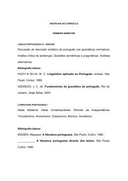 Discussão da descrição sintática do português nas gramáticas