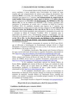 2&deg; CHAMAMENTO DE VESTIBULANDOS 2014 A Universidade